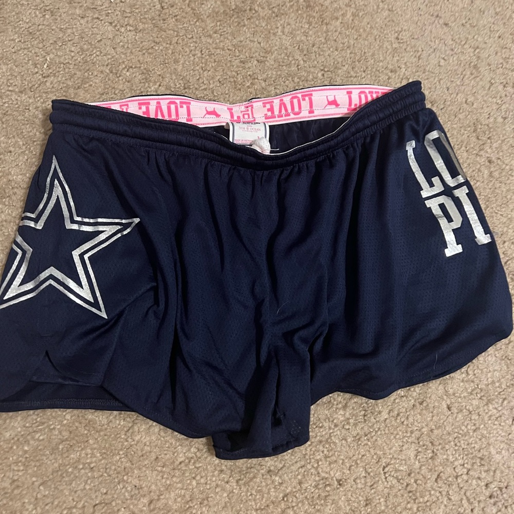 Dallas Cowboys PINK Victoria's Secret Blue Athletic Performance Shorts